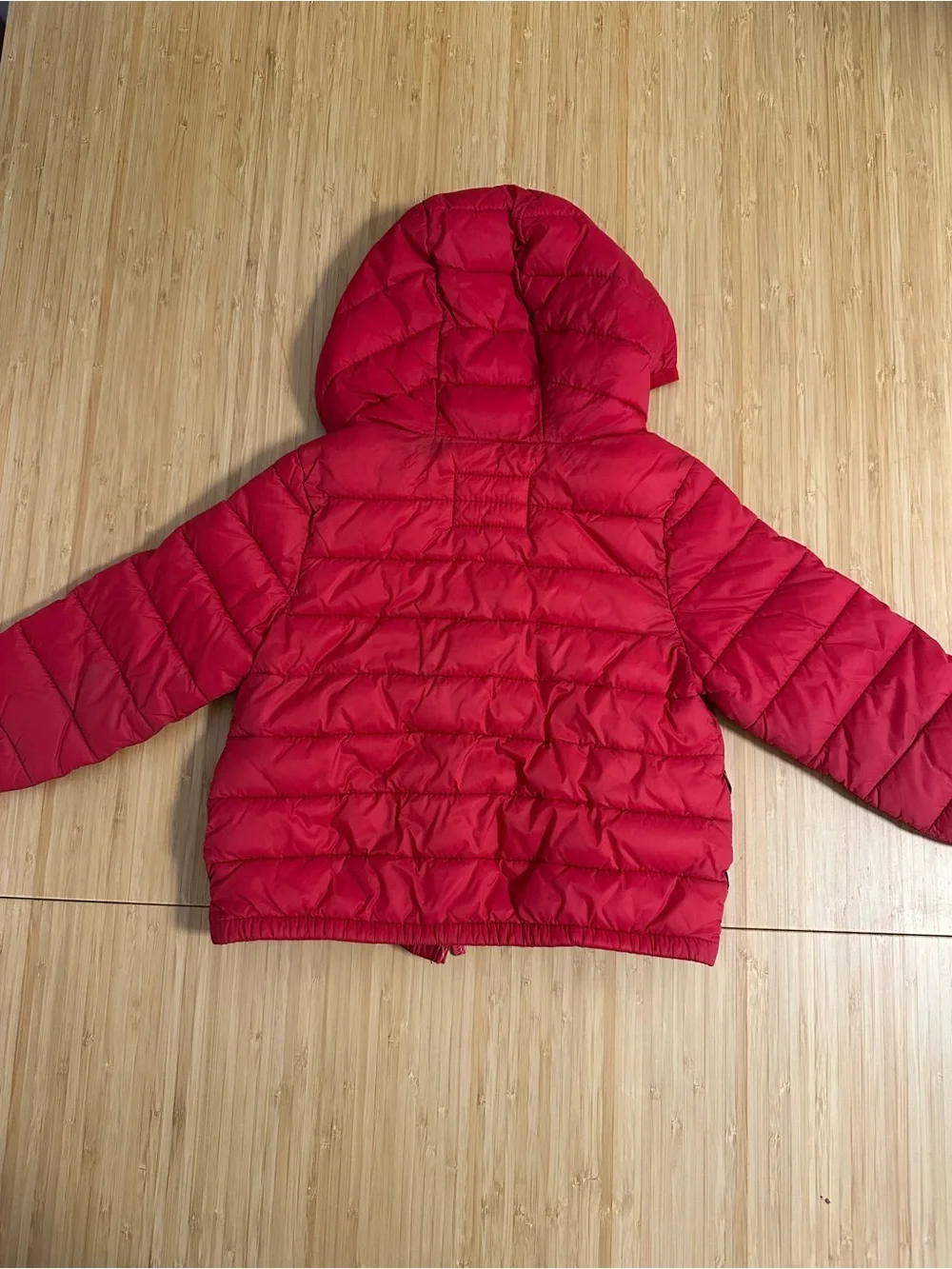 Old Navy Red Hooded Puffer Coat with Navy Lining